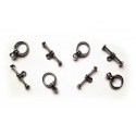4x silberfarben Knebelverschluss 10mm Ring Toggle silberfarben - Schmuckubehör