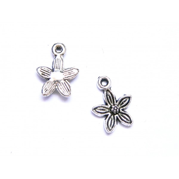 2x silberfarben Blumen Anhänger 14x10,5mm Schmuckanhänger - Schmuckzubehör - Leisure-Beads DIY