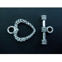 1x silberfarben Herz Knebelverschluss 16mm Ringteil Stab 20mm Toggle Stabverschluss - Schmuckubehör