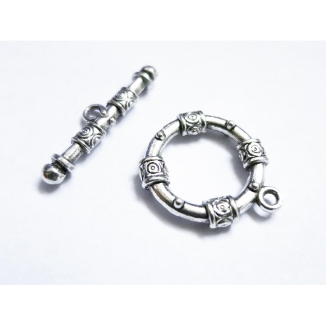 Leisure-Beads - 1x silberfarben Knebelverschluss Ringteil 21x18mm silberfarbener Toggle - Schmuckzubehör Schmuckverschluss
