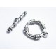 1x silberfarben Knebelverschluss Ringteil 21x18mm silberfarbener Toggle - Schmuckzubehör Schmuckverschluss