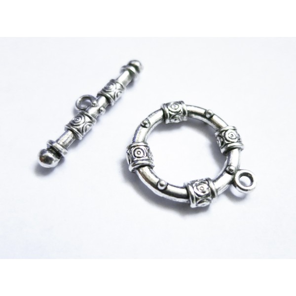 1x silberfarben Knebelverschluss Ringteil 21x18mm silberfarbener Toggle - Schmuckzubehör Schmuckverschluss - Leisure-Beads DIY