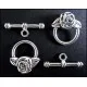 2x Knebelverschluss Toggle Rose silberfarben Ringteil 16x18 mm - Leisure-Beads DIY