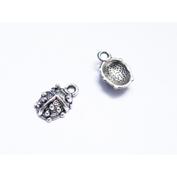 1x silberfarben Marienkäfer Anhänger 14x10mm Schmuckanhänger - Schmuckzubehör - Leisure-Beads DIY