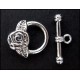 Knebelverschluss Toggle Rose silberfarben