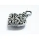 1x Herz Anhänger ca. 31x19mm silberfarbenes Trachtenherz Schmuckanhänger - Schmuckzubehör - Leisure-Beads DIY