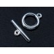 1x schlichter silber Knebelverschluss Ringteil Durchmesser 15mm Toggle silberfarben - Schmuckzubehör Schmuckverschluss