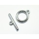 1x schlichter silber Knebelverschluss Ringteil Durchmesser 15mm Toggle silberfarben - Schmuckzubehör Schmuckverschluss