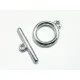 1x schlichter silber Knebelverschluss Ringteil Durchmesser 15mm Toggle silberfarben - Schmuckzubehör Schmuckverschluss - Leisure-Beads DIY