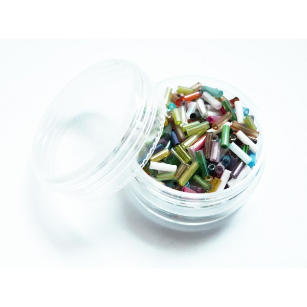 10g bunter Perlenmix aus Stiftperlen mit AB-Effekt als Mix im Döschen - Schmuckzubehör Stiftperlen