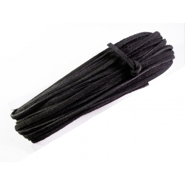 10m Wildlederband 3mm x 1,5mm Schwarz synth. Lederband für Halsband - Schmuckzubehör