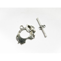 1x silber Elefanten Knebelverschluss Ringteil 27x20mm Toggle silberfarben - Schmuckzubehör Schmuckverschluss