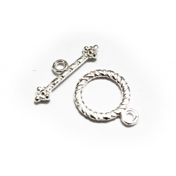 1x hellsilberfarben Knebelverschluss Ring 16x13mm Toggle - Schmuckzubehör Schmuckverschluss