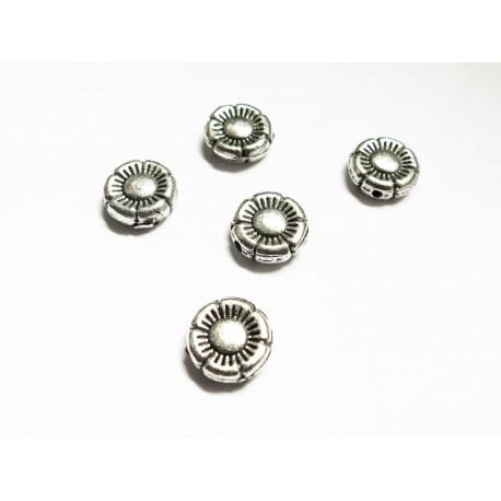 Leisure-Beads - 5x silberfarben Blume Metallperlen 10x10mm silberfarbener Spacer - Schmuckzubehör Metallperle