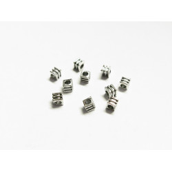 Leisure-Beads - 10x silberfarbene Quadrat Metallperlen 3x3mm Würfel Perlen Spacer - Schmuckzubehör Metallperle