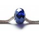 1x blaue European Bead Glasperle ca. 14x10mm geschliffene blaue Großlochperle - European Schmuckzubehör