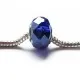 1x blaue European Bead Glasperle ca. 14x10mm geschliffene blaue Großlochperle - European Schmuckzubehör - Leisure-Beads DIY