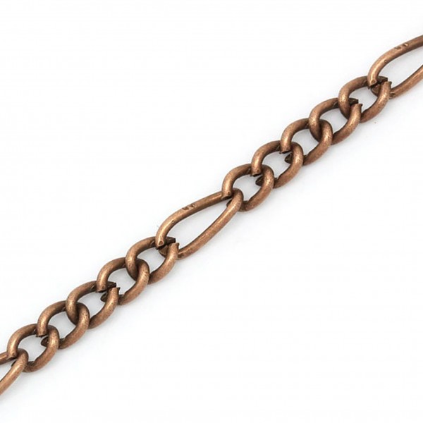 1m kupferfarbene Kette 7,5x3,1mm und 4,2x3,2mm Gliederkette - Schmuckzubehör