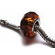 1x braune European Bead Glasperle ca. 14x10mm geschliffene braune Großlochperle - European Schmuckzubehör