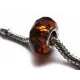 1x braune European Bead Glasperle ca. 14x10mm geschliffene braune Großlochperle - European Schmuckzubehör - Leisure-Beads DIY