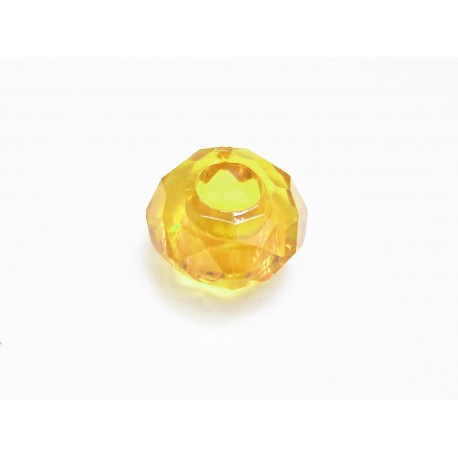 Leisure-Beads - 1x gelbe European Bead Acrylperle 14x8mm facettierte gelbe Großlochperle - European Schmuckzubehör