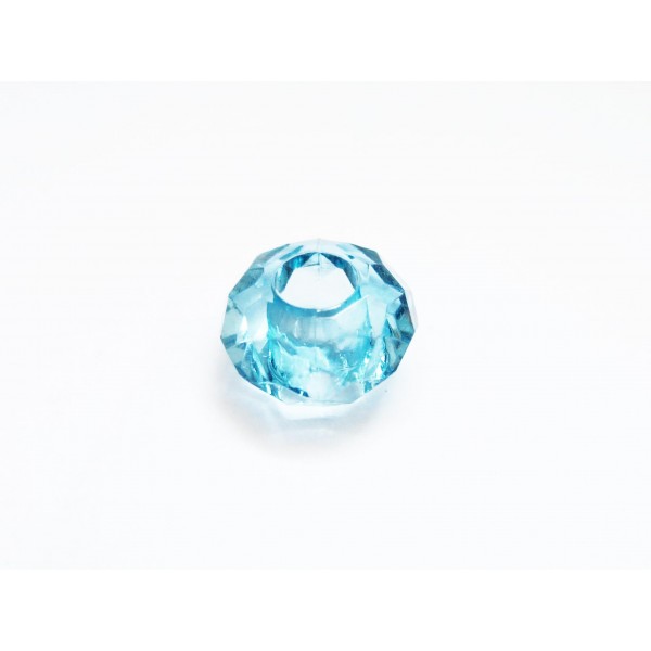 1x wasserblaue European Bead Acrylperle 14x8mm facettierte hellblaue Großlochperle - European Schmuckzubehör - Leisure-Beads DIY