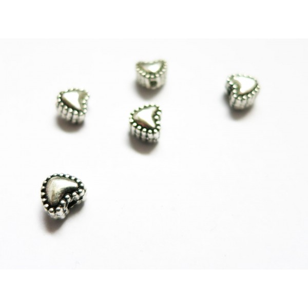 5x Herz Metallperle 6x6x4mm silberfarben Silberherz Spacer - Schmuckzubehör Metallperlen