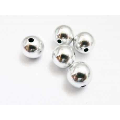 Leisure-Beads - 5 silberfarben Acryl Perle 10mm glatt silberfarbene Perlen aus Acryl - Acryl Schmuckzubehör