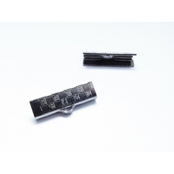 10x gunmetal Bandklemme 20mm kariert metallschwarz - gunmetal Schmuckzubehör - Leisure-Beads DIY