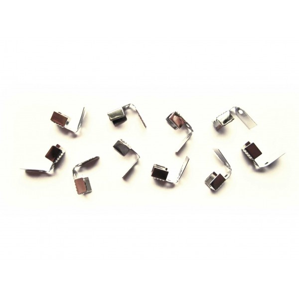 10x silberfarben Endkappe Innen 4mm 9x5mm Bandverbinder - Schmuckzubehör - Leisure-Beads DIY