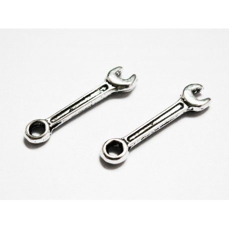 Leisure-Beads - 2x silberfarben Schraubschlüssel 24x6mm Werkzeug Schmuckanhänger - Schmuckzubehör