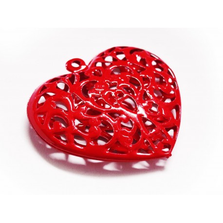 Leisure-Beads - 1x rotes Herz Anhänger 40x38mm roter Schmuckanhänger - Schmuckzubehör