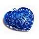 1x blaues Herz Anhänger ca. 40x38mm metallic blauer Schmuckanhänger - Schmuckzubehör