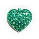 1x grünes Herz Anhänger ca. 40x38mm metallic grüner Schmuckanhänger - Schmuckzubehör