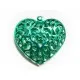 1x grünes Herz Anhänger ca. 40x38mm metallic grüner Schmuckanhänger - Schmuckzubehör - Leisure-Beads DIY