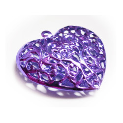 Leisure-Beads - 1x lila Herz Anhänger 40x38mm metallic violetter Schmuckanhänger - Schmuckzubehör