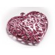 1 großer rosa metallic Herzanhänger in floraler Trachtenoptik, rosafarbener Schmuckanhänger 40x38mm - Schmuckzubehör