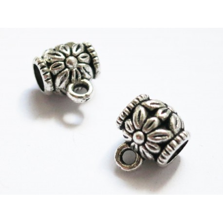 Leisure-Beads - 2x Tube Kettenverbinder Lederband 10x7x8mm Großloch Kettenverteiler silberfarben - Schmuckzubehör