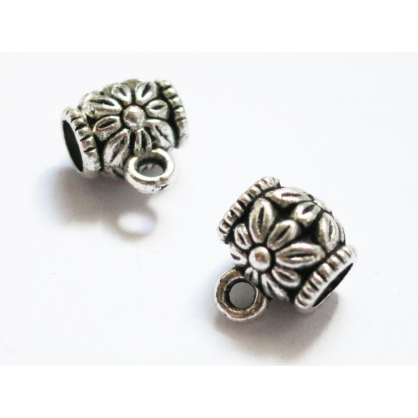 2x Tube Kettenverbinder Lederband 10x7x8mm Großloch Kettenverteiler silberfarben - Schmuckzubehör - Leisure-Beads DIY