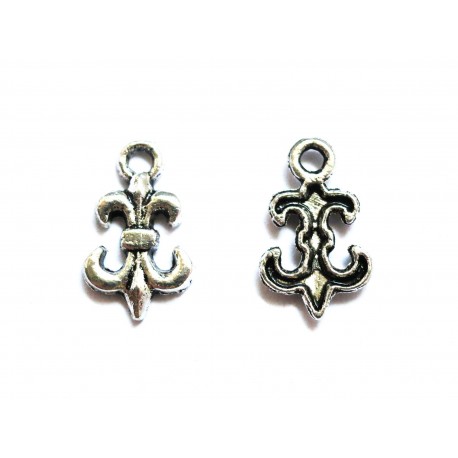 Leisure-Beads - 2x silberfarben Fleur de Lis Schmuckanhänger 15x9mm - Schmuckzubehör