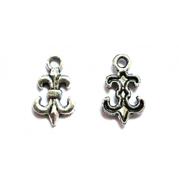 2x silberfarben Fleur de Lis Schmuckanhänger 15x9mm - Schmuckzubehör - Leisure-Beads DIY
