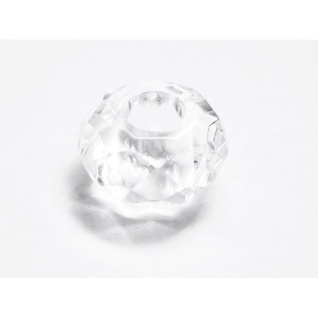 Leisure-Beads - 1x transparente European Bead Acrylperle 14x8mm facettierte transparente Großlochperle - European Schmuckzubehör