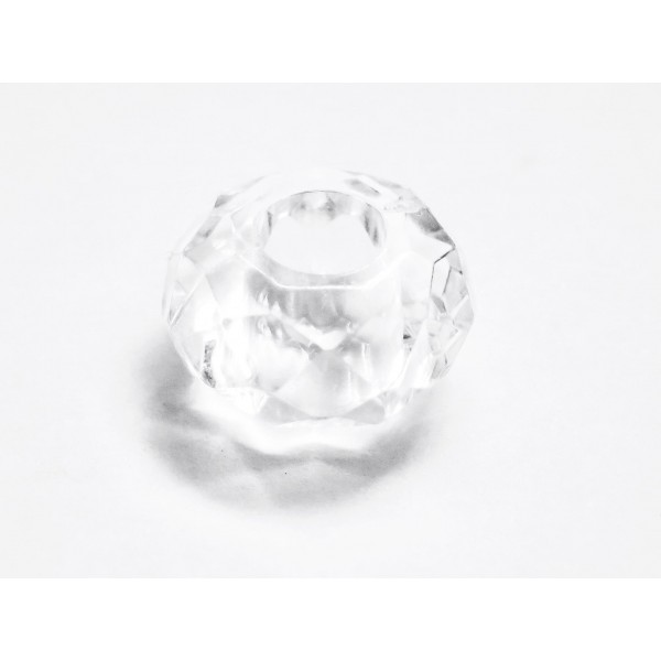 1x transparente European Bead Acrylperle 14x8mm facettierte transparente Großlochperle - European Schmuckzubehör - Leisure-Beads DIY
