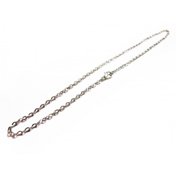 1x silberfarben Halskette 41,5cm Gliederkette mit Karabinerhaken - Schmuckzubehör - Leisure-Beads DIY