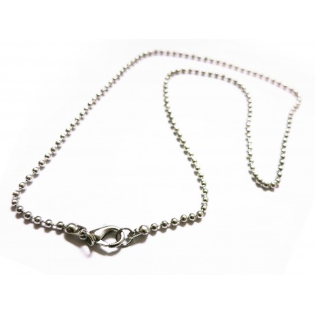 Leisure-Beads - 1x silberfarben Halskette 46cm silberfarben Kugelkette mit Karabinerhaken - Schmuckzubehör