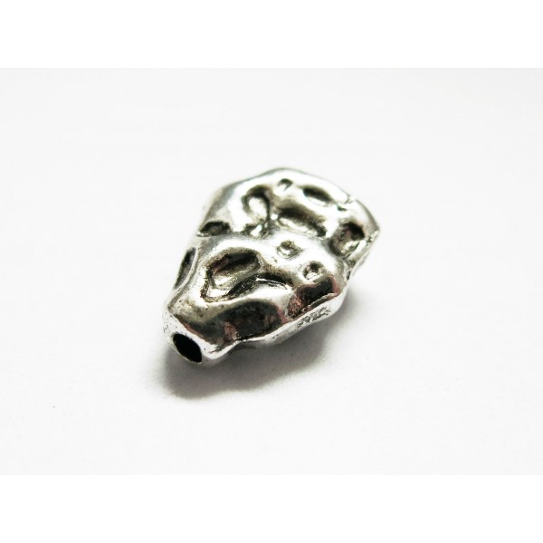 1x Nugget Metallperle 15x12mm silberfarbener Spacer - Schmuckzubehör Metallperlen