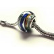 1x silber European Bead Glasperle ca. 14x10mm silber bunte Großlochperle - European Schmuckzubehör