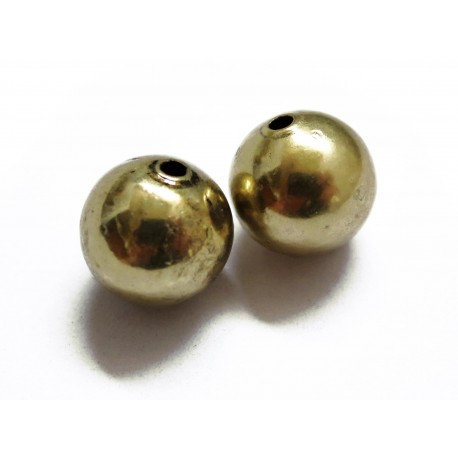 Leisure-Beads - 2x vintage goldfarben Metallperlen 12mm - Schmuckzubehör