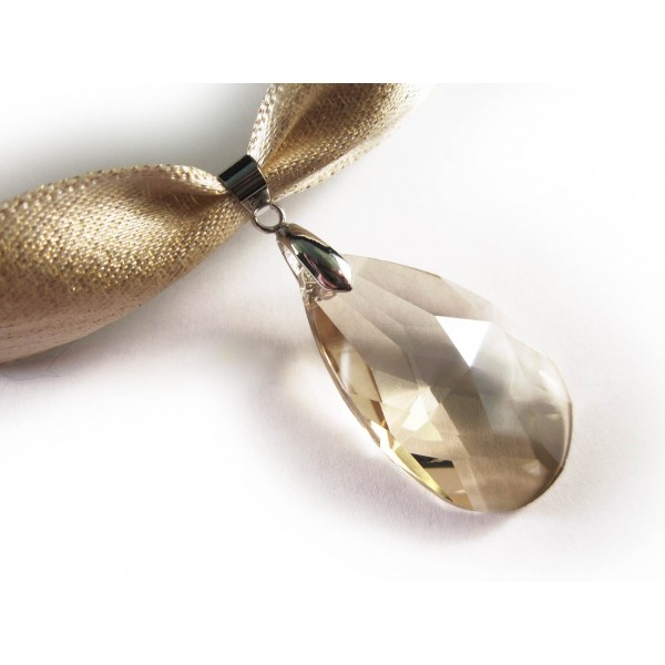 1x Glas Tropfen 52x22mm champagnerfarben - Glas Schmuckzubehör - Leisure-Beads DIY