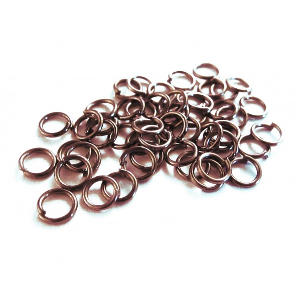 50x kupferfarben Biegering 6mm x 1mm runde Binderinge - Schmucktzubehör kupferfarben - Leisure-Beads DIY